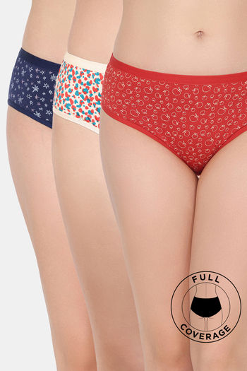 Buy Rosaline Medium Rise Full Coverage Hipster Panty (Pack of 3) - Multicolor